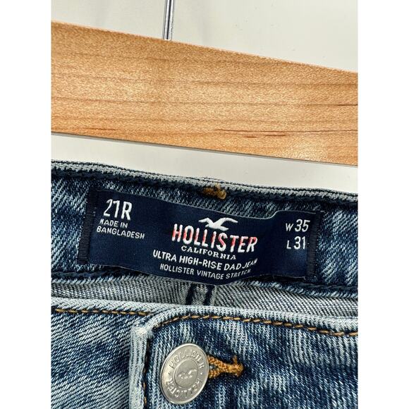 Hollister Ultra High-Rise Dad Denim Jeans Medium Wash Womens Plus Size 21R - Picture 6 of 8